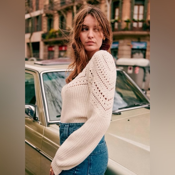 Sezane Cream Knit Sweater - Picture 9 of 9